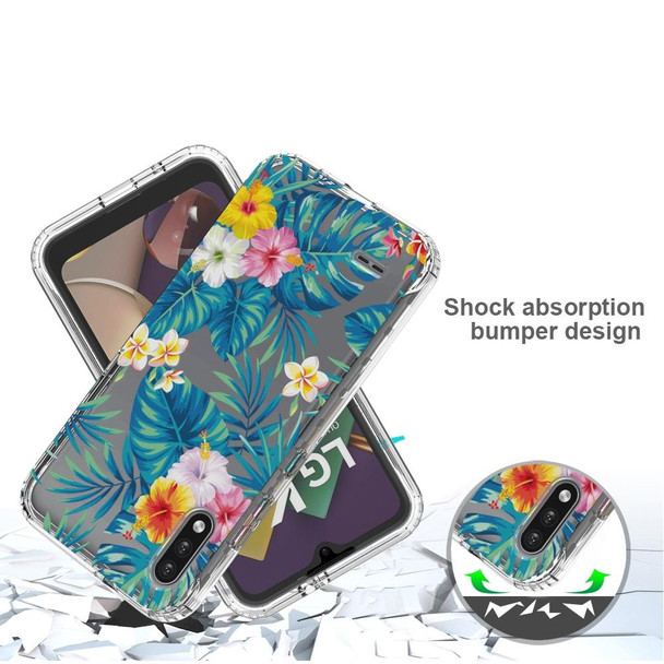 LG K22 2 in 1 High Transparent Painted Shockproof PC + TPU Protective Case(Banana Leaf)