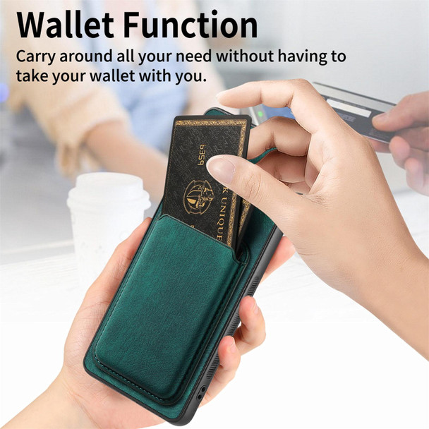 For Samsung Galaxy S20 FE Retro Leather Card Bag Magnetic Phone Case(Green)