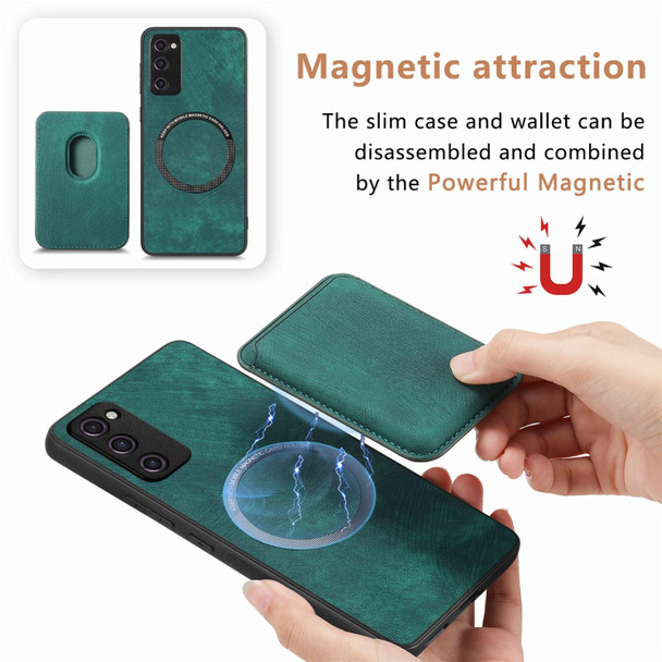 For Samsung Galaxy S20 FE Retro Leather Card Bag Magnetic Phone Case(Green)