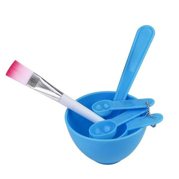 10 Sets 4 in 1 DIY Facial Mask Mixing Bowl Brush Spoon Stick Brush Face Care Set Women Facial Beauty Professional Kits Tools(Blue)