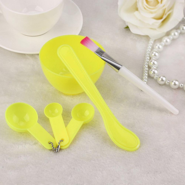 10 Sets 4 in 1 DIY Facial Mask Mixing Bowl Brush Spoon Stick Brush Face Care Set Women Facial Beauty Professional Kits Tools(Light Yellow)