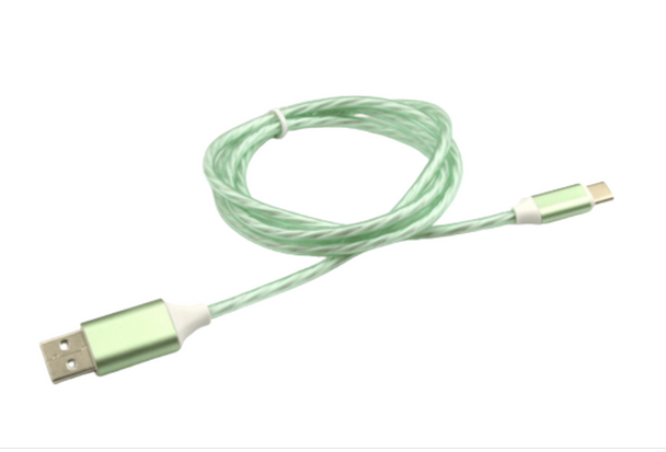 1m LED Light Up Charging Cables-Lime Type C