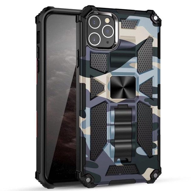 Camouflage Armor Shockproof TPU + PC Magnetic Protective Case with Holder - iPhone 11 Pro Max(Baby Blue)