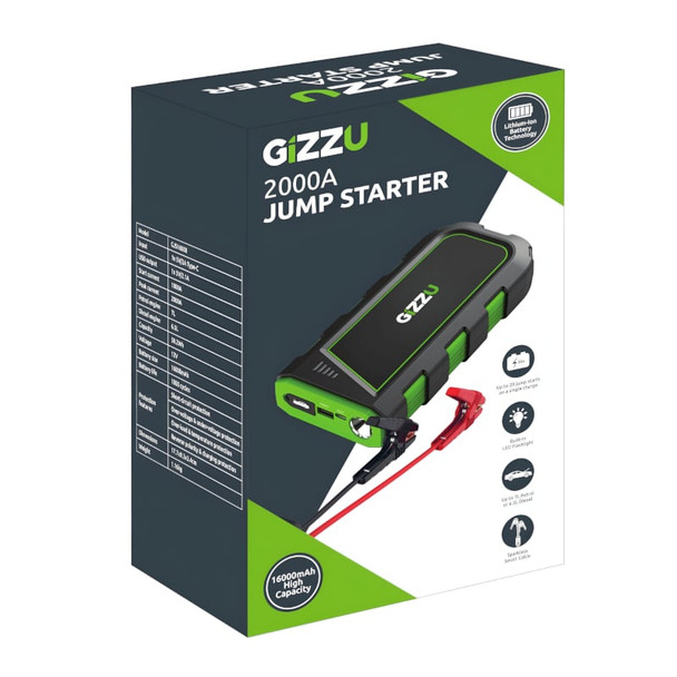 GIZZU 2000A Jump Starter 16400mAh - Black