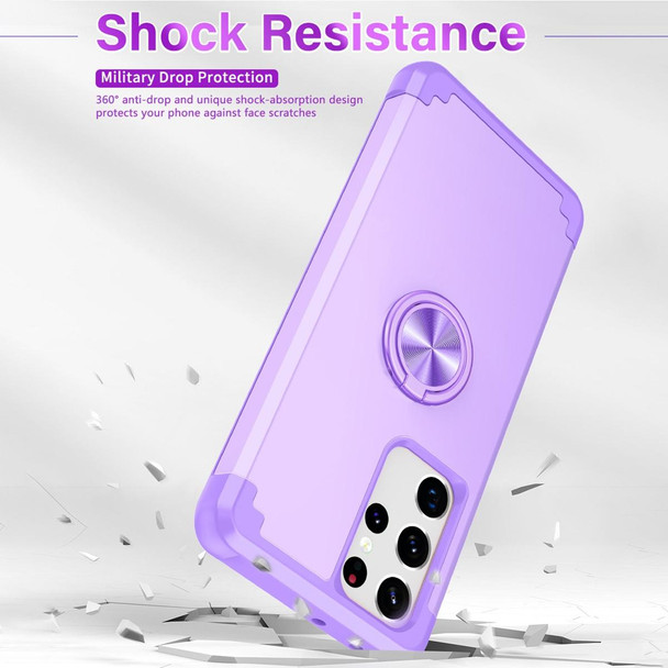 For Samsung Galaxy S21 Ultra 5G L2 Rotating Ring Holder Magnetic Phone Case(Light Purple)