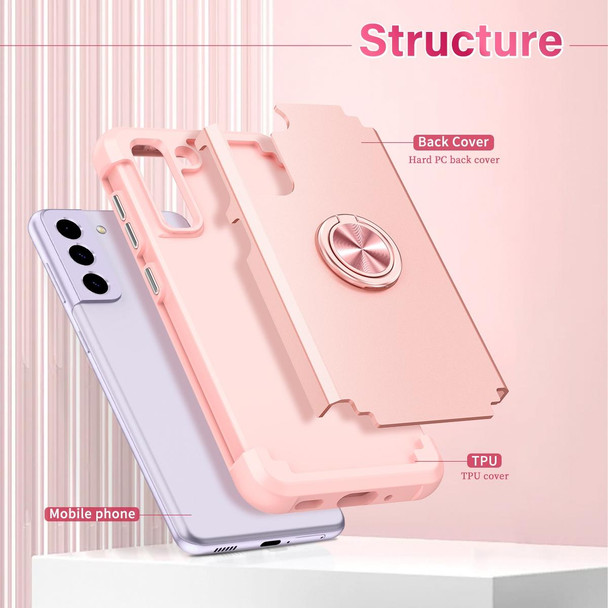 For Samsung Galaxy S21 FE 5G L2 Rotating Ring Holder Magnetic Phone Case(Rose Gold)