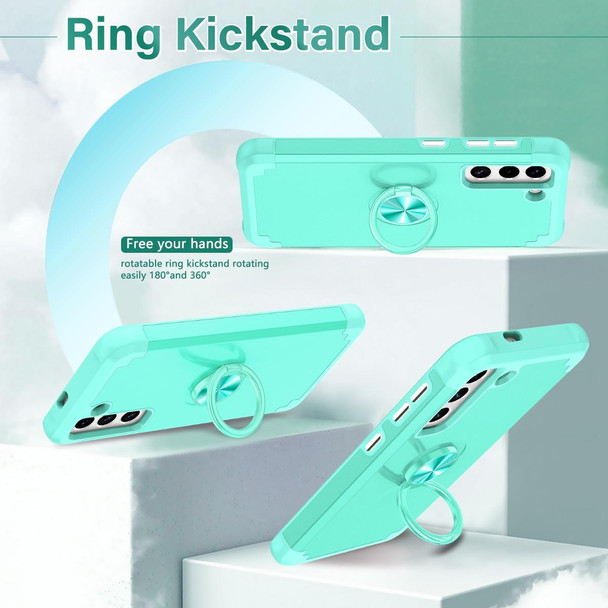 For Samsung Galaxy S21 5G L2 Rotating Ring Holder Magnetic Phone Case(Mint Green)