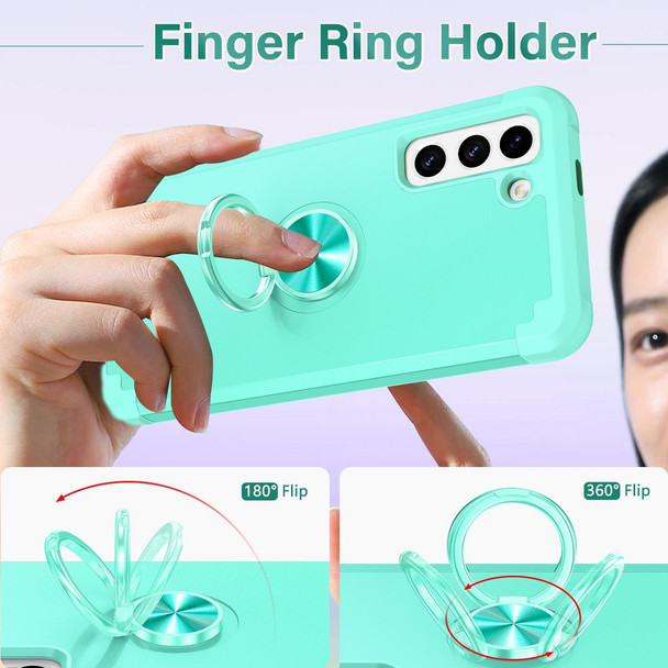 For Samsung Galaxy S21 5G L2 Rotating Ring Holder Magnetic Phone Case(Mint Green)