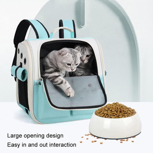 Breathable Square Cat Backpack Foldable Outdoor Portable Pet Bag(Model 4 Blue)