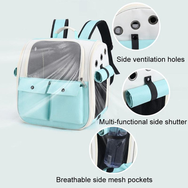 Breathable Square Cat Backpack Foldable Outdoor Portable Pet Bag(Model 4 Blue)
