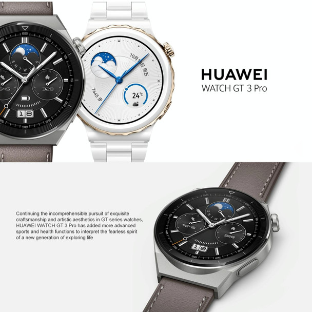 HUAWEI WATCH GT 3 Pro Titanium Smart Watch 46mm Rubber Wristband, 1.43 inch AMOLED Screen, Support ECG / GPS / 14-days Battery Life(Black)