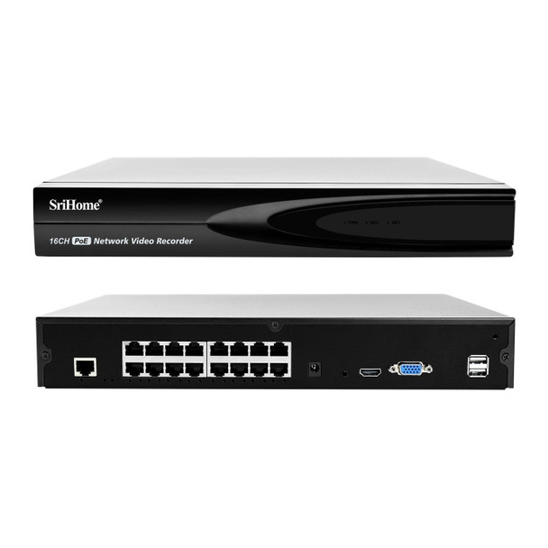 SriHome NVS006 1080P Ultra HD 16 Channel POE Network Video Recorder(US Plug)