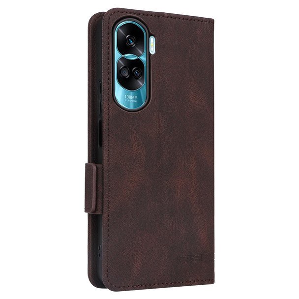 For Honor X50i / 90 Lite Magnetic Clasp Flip Leather Phone Case(Brown)