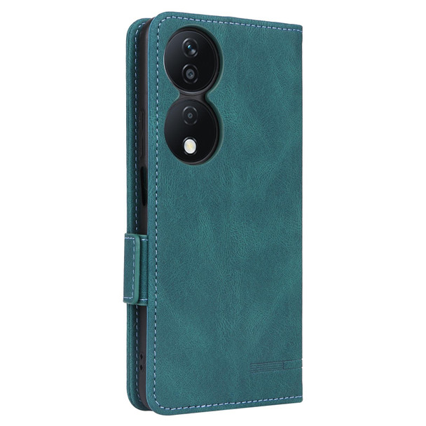 For Honor X7b Magnetic Clasp Flip Leather Phone Case(Green)