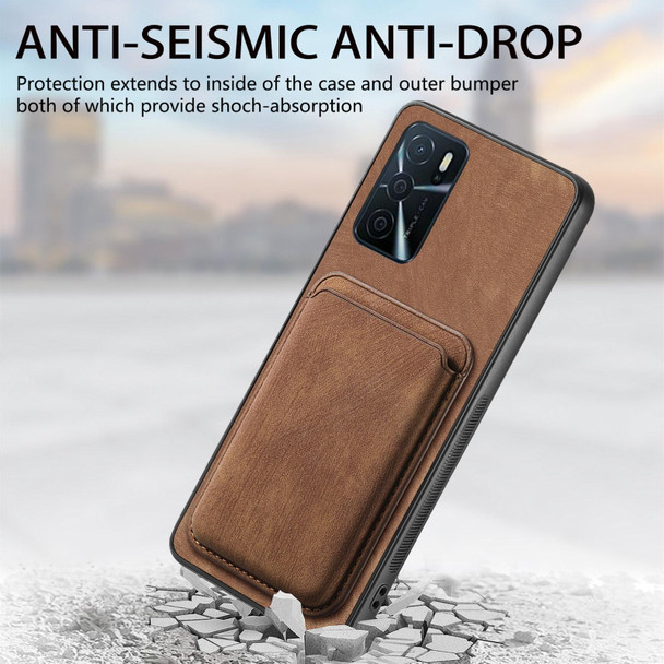 For OPPO A5 Retro Leather Card Bag Magnetic Phone Case(Brown)