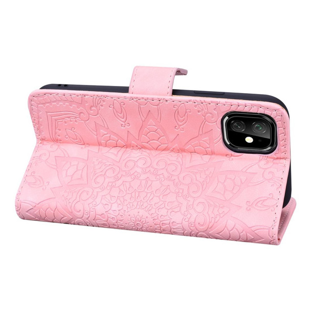 Calf Pattern Double Folding Design Embossed Leatherette Case with Wallet & Holder & Card Slots for iPhone 11 Pro Max (6.5 inch)(Pink)