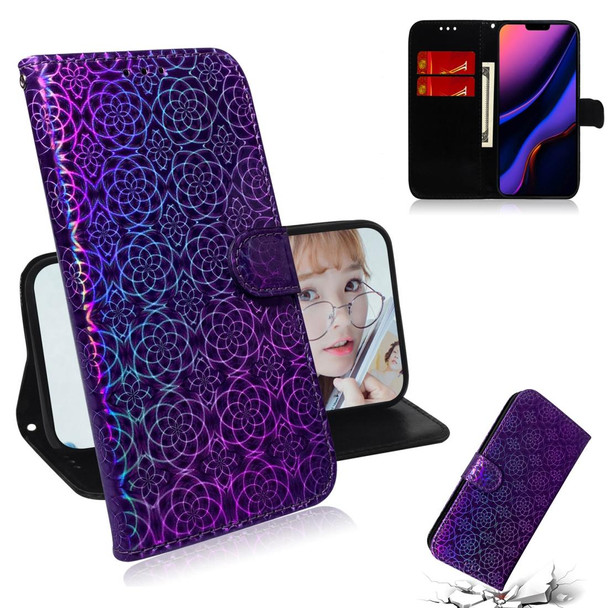 iPhone 11 Solid Color Colorful Magnetic Buckle Horizontal Flip PU Leather Case with Holder & Card Slots & Wallet & Lanyard(Purple)