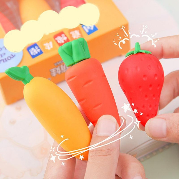 10pcs Big Fruit Eraser Student Traceless Art Cartoon Creative Eraser(Carrot)