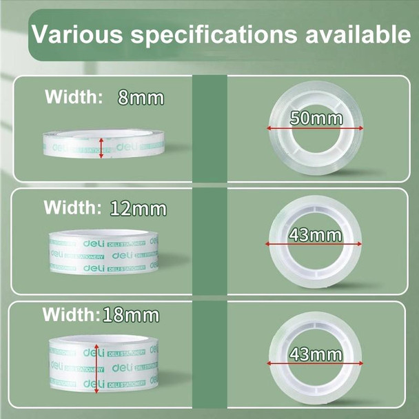 12 Rolls Width 1.2cm x Length 12.8m Deli Small High Viscosity Office Transparent Tape Student Stationery Tape