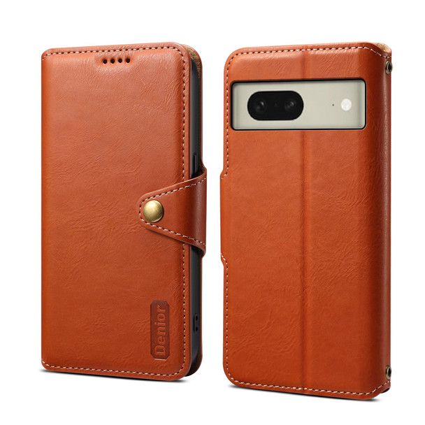 For Google Pixel 8 Denior Cowhide Texture Wallet Style Leather Phone Case(Brown)