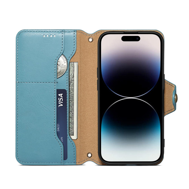For Google Pixel 6 Pro Denior Cowhide Texture Wallet Style Leather Phone Case(Blue)