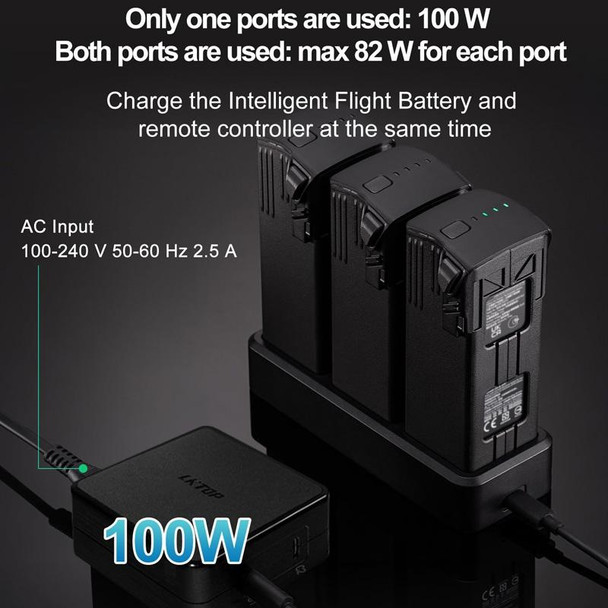 LKTOP 100W USB-C / Type-C Desktop Charger Adapter For DJI Mini Series/Air 3/Mavic 3 Series Battery(US Plug)