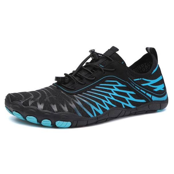 Mens Boys Water Shoes Quick Dry Aqua Socks Barefoot Beach Shoes Comfort Swim Sneakers, Size: 47(Black Blue)
