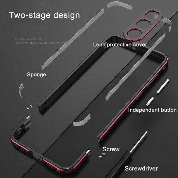 For Samsung Galaxy S23 FE 5G Aurora Series Lens Protector + Metal Frame Phone Case(Black Red)