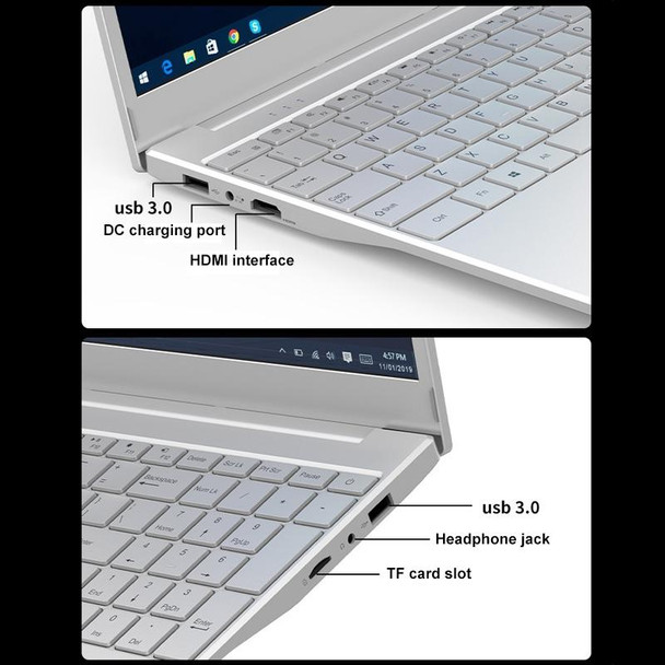 V8 15.6 inch Ultrathin Laptop, 16GB+128GB, Windows 10 Intel Jasper Lake N5095 Quad Core(Metal Gray)