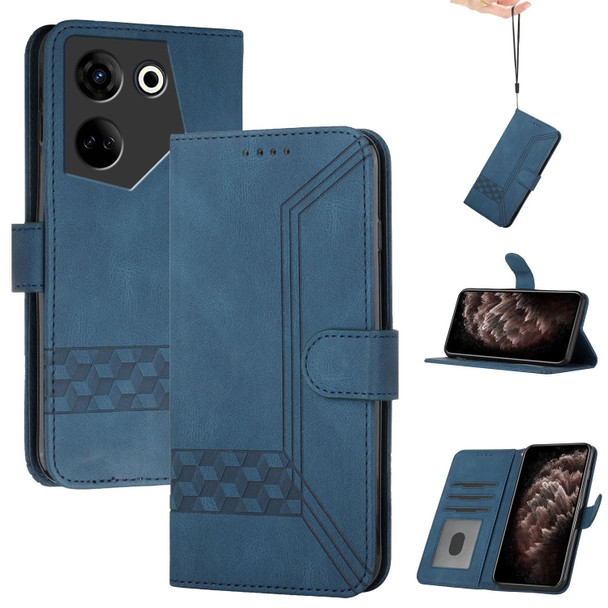 For Tecno Camon 20/20 Pro 4G Cubic Skin Feel Flip Leather Phone Case(Blue)