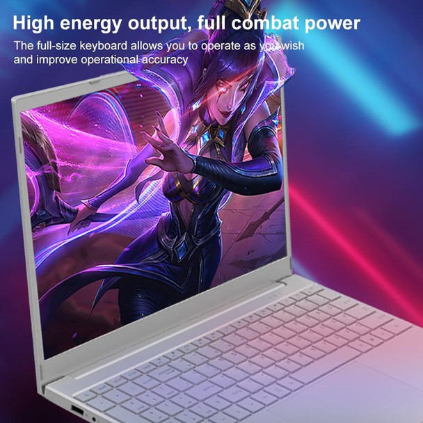 V8 15.6 inch Ultrathin Laptop, 12GB+128GB, Windows 10 Intel Jasper Lake N5095 Quad Core(Silver)