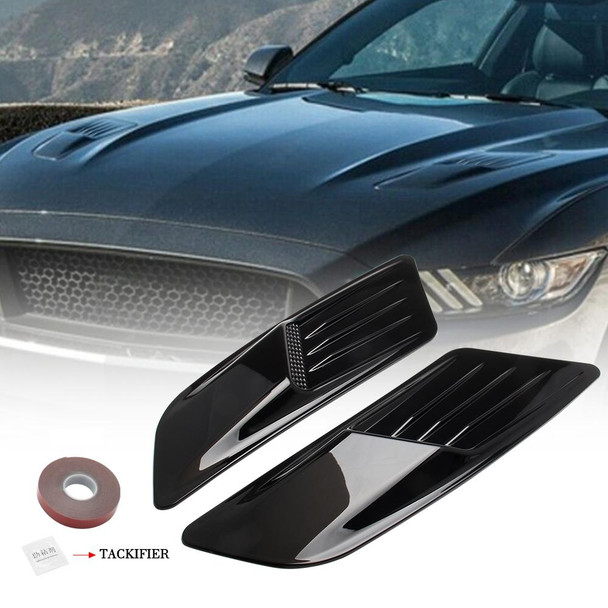 2 PCS Car Decorative Air Flow Intake Scoop Bonnet Side Fender Vent Hood Set - Ford Mustang 2015-2017, Bright Black