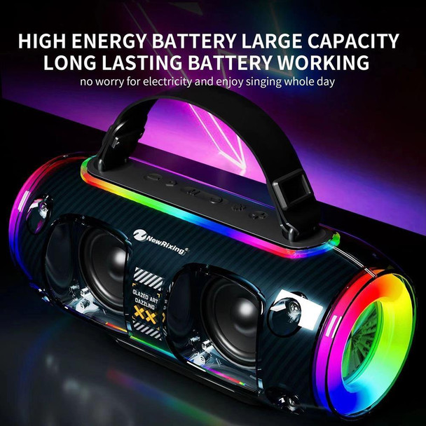 New Rixing NR8806 Portable Outdoor Wireless Bluetooth Speaker RGB Colorful Subwoofer, Style:Without Mic(Black)