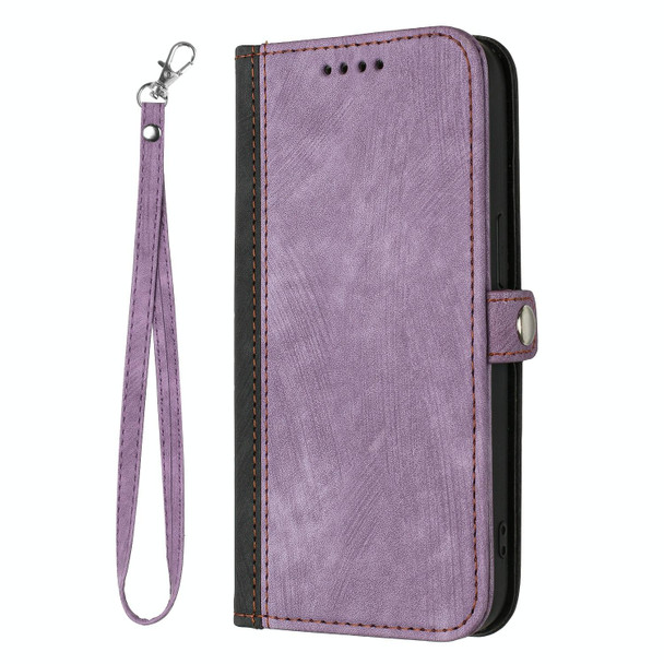 For Tecno Camon 20 Premier Side Buckle Double Fold Hand Strap Leather Phone Case(Purple)