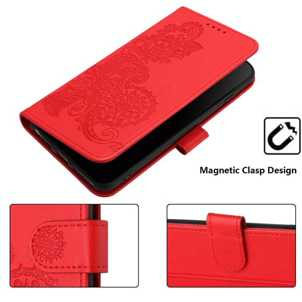 For Tecno Spark 10C Datura Flower Embossed Flip Leather Phone Case(Red)