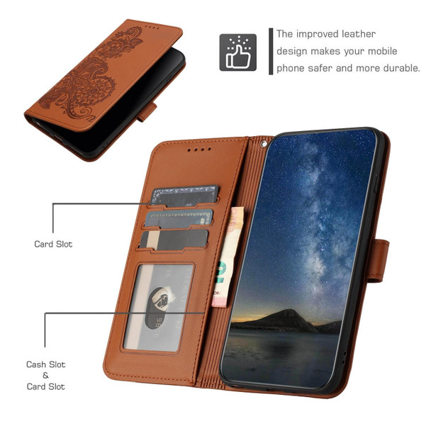 For Tecno Camon 20/20 Pro 4G Datura Flower Embossed Flip Leather Phone Case(Brown)