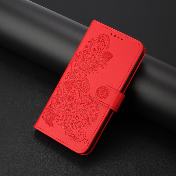 For Tecno Camon 20 Premier Datura Flower Embossed Flip Leather Phone Case(Red)