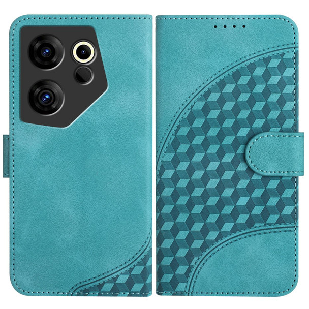 For Tecno Camon 20 Premier YX0060 Elephant Head Embossed Phone Leather Case with Lanyard(Light Blue)