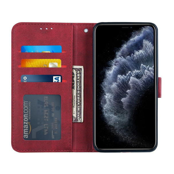 Stitching Calf Texture Buckle Horizontal Flip Leather Case with Holder & Card Slots & Wallet & Lanyard - iPhone 11 Pro Max(Red)
