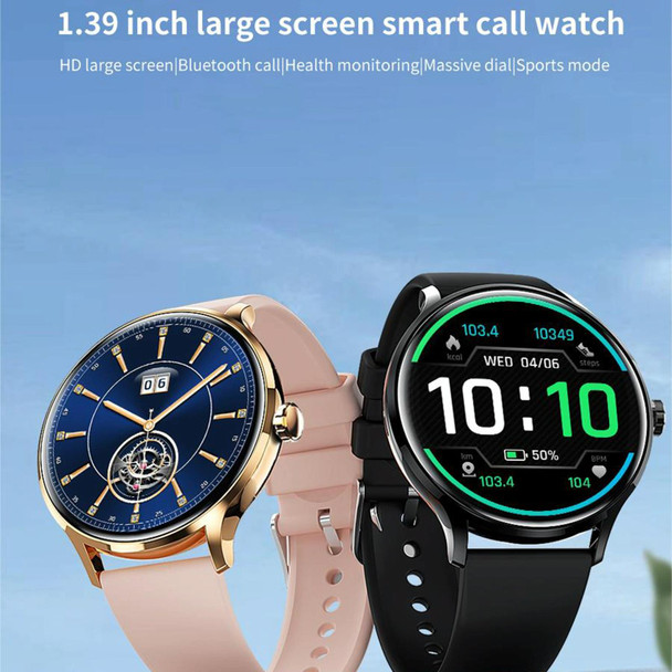 QS80 1.39 inch BT5.2 Smart Sport Watch, Support Bluetooth Call / Sleep / Blood Oxygen / Temperature / Heart Rate / Blood Pressure Health Monitor(Pink)