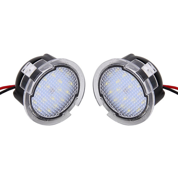 2 PCS DC 12V 2W 6000K 120LM 18-LED Side Rear View Mirror Puddle Lights Lamp - Ford 2013-2017 Explorer/2015-2017 Taurus/2015-2017 Edge/2015-2017 Mondeo