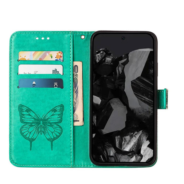 For Google Pixel 9 Pro Embossed Butterfly Leather Phone Case(Green)