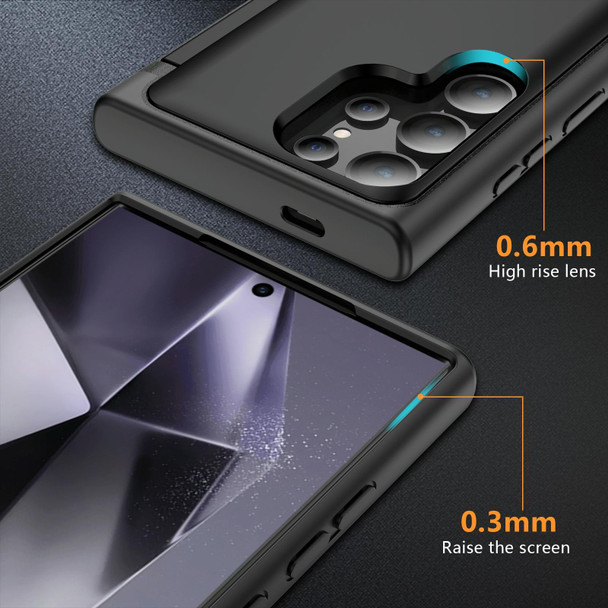 For Samsung Galaxy S23 Ultra 5G 3 in 1 Flip Holder Phone Case(Black)