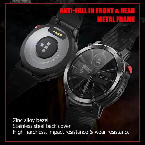 C22 1.6 inch Round Screen Bluetooth Smart Watch, Support Health Monitoring & 24 Sports Modes(Black)