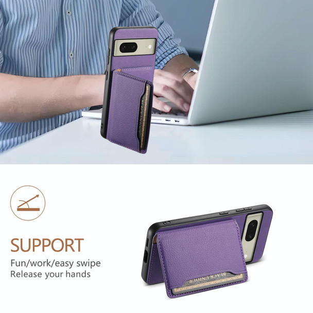 For Google Pixel 8 Calf Texture Card Bag Design Full Coverage Phone Case(Purple)