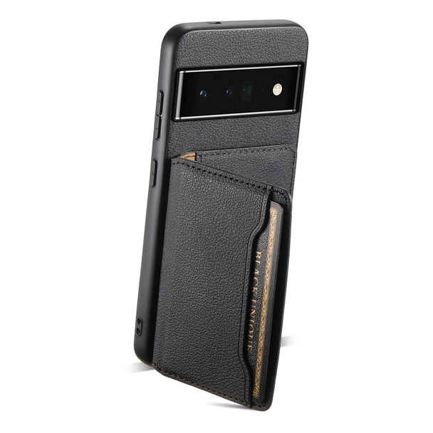For Google Pixel 6 Pro Calf Texture Card Bag Design Full Coverage Phone Case(Black)