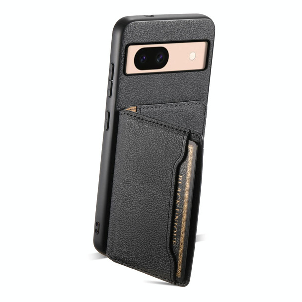 For Google Pixel 8a Calf Texture Card Bag Design Full Coverage Phone Case(Black)