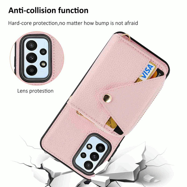 For Samsung Galaxy A25 5G Crossbody Zipper Card Bag RFID Anti-theft Phone Case(Pink)