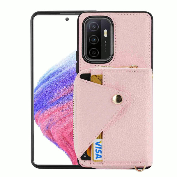 For Samsung Galaxy A53 5G Crossbody Zipper Card Bag RFID Anti-theft Phone Case(Pink)