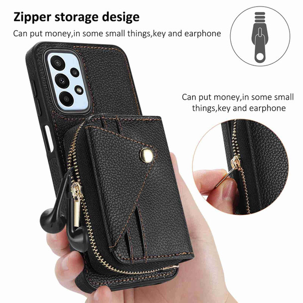 For Samsung Galaxy A25 5G Crossbody Zipper Card Bag RFID Anti-theft Phone Case(Black)